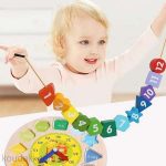 ساعت آموزشی چوبی با مهره و نخ